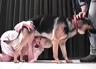 Short-haired zoophile blows a dog